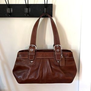 ✨ Coach 13732 Brown Leather Soho Pleated Shoulder Bag